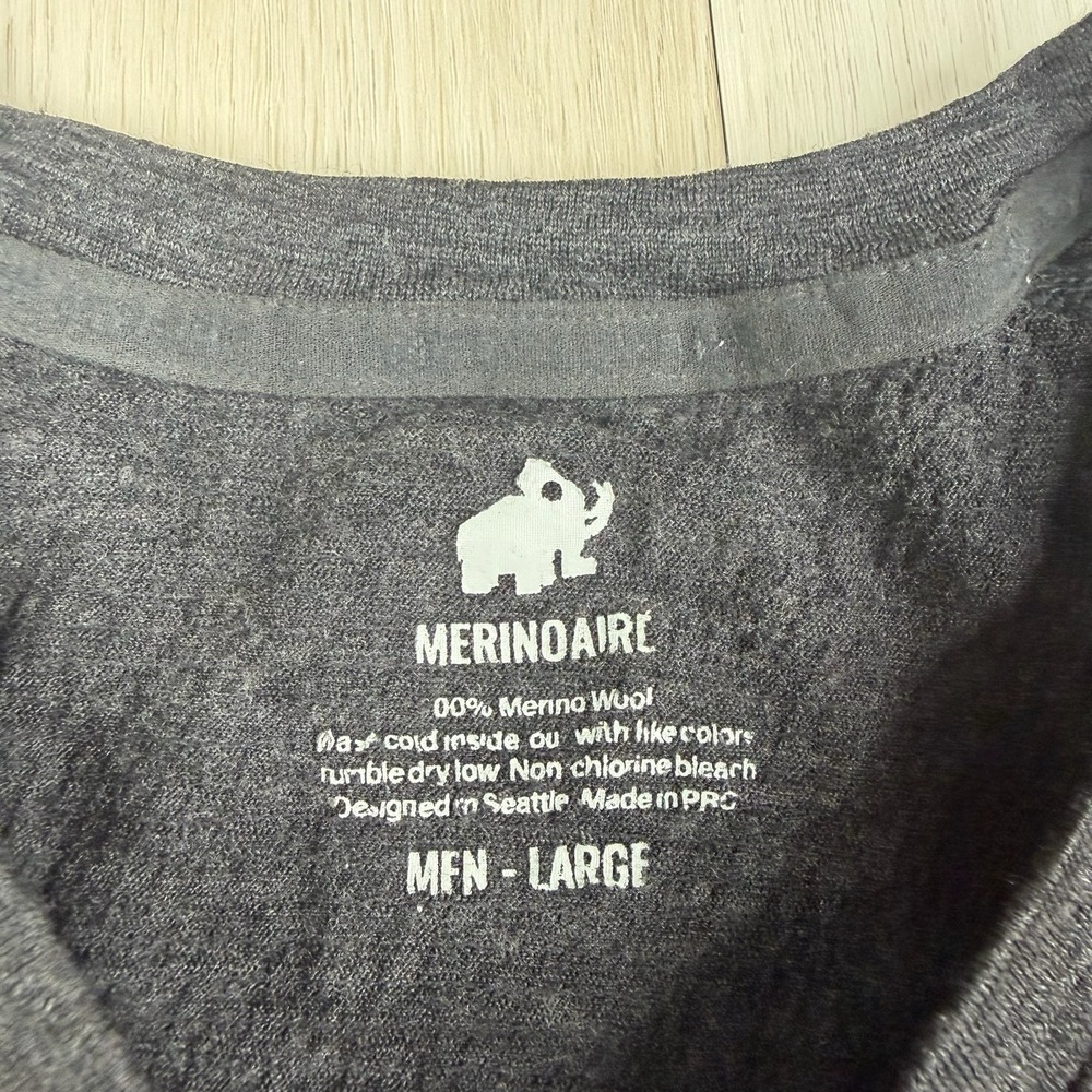 Woolly Men's 100% Merino Wool Short Sleeve Gray Tee T-Shirt Size L Large - Picture 6 of 11